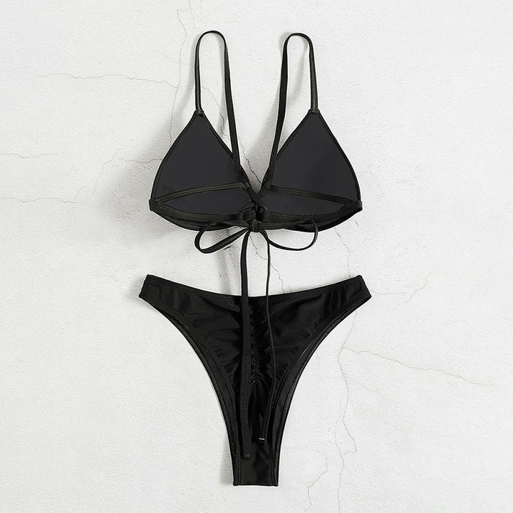 Damer Triangel-Bikini med høj benudskæring og justerbare stropper Skovae