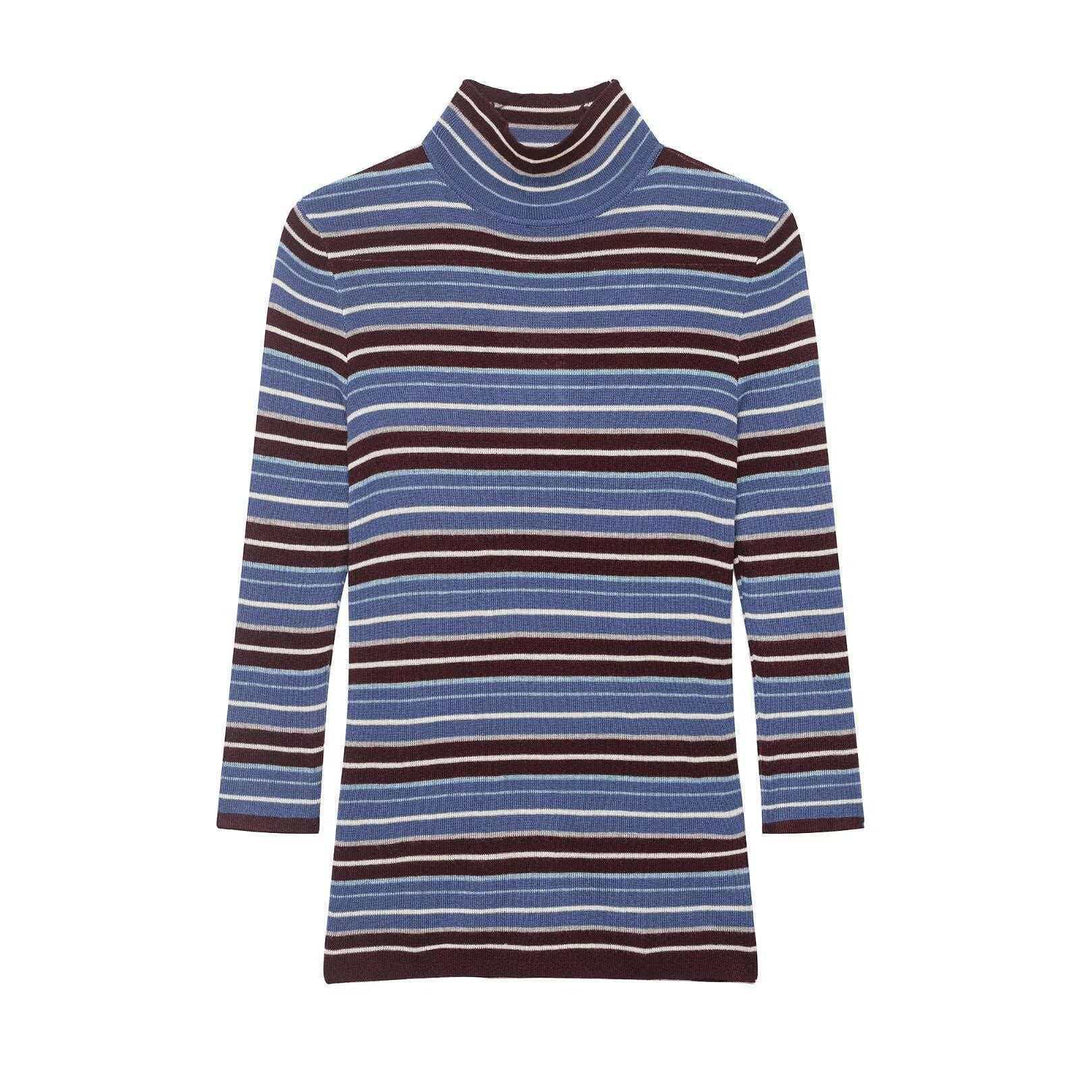 Kvinders turtleneck sweater med moderigtig stribet design Stilla