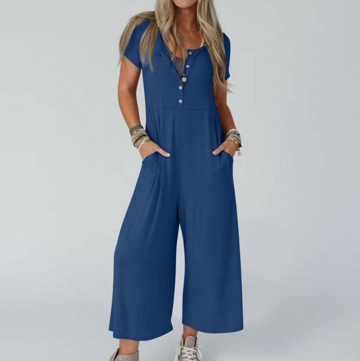 Dame jumpsuit med knapliste og praktiske lommer Stilla