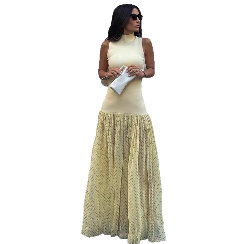 Dame Maxikjole med elegant Highneck Stilla