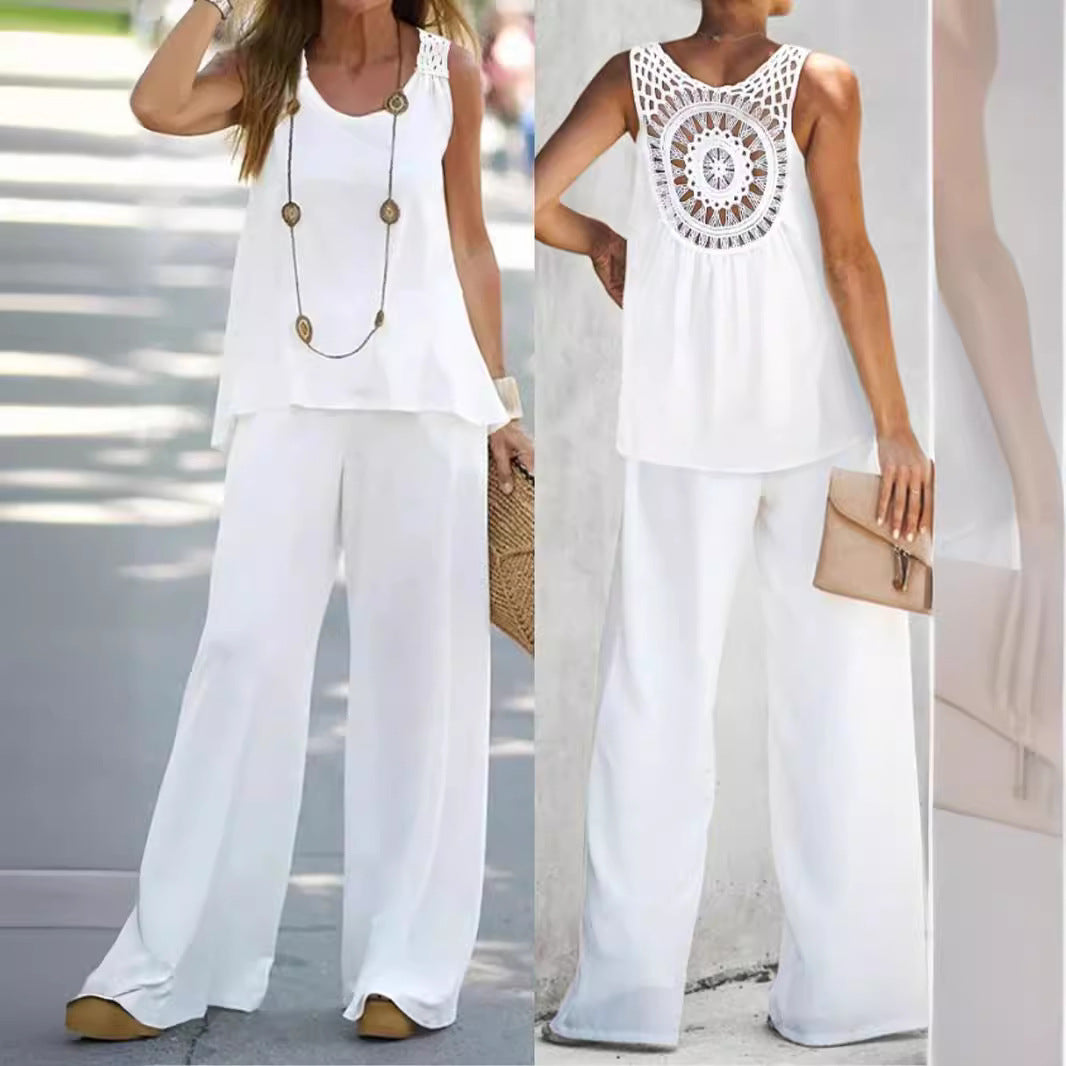 Dame Relaxed Fit Bredbenet Jumpsuit Stilla