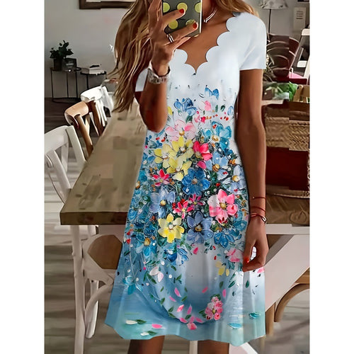 Dame Blomstertryk A-Linie Kjole Stilla
