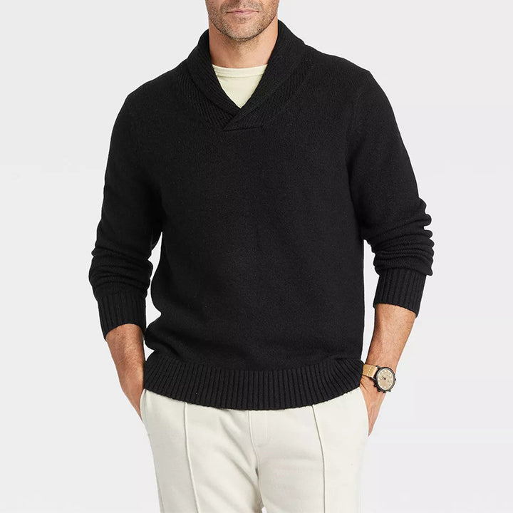 Herre elegant sweater med sjalskrave og ribstruktur Stilla