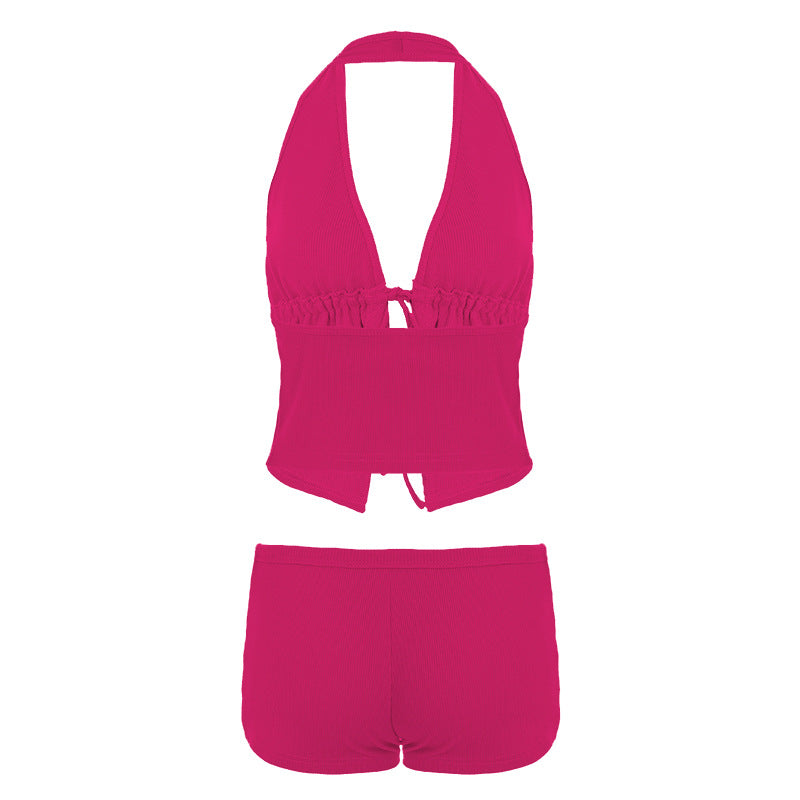 Dame bikini sæt med justerbar top og afslappede shorts Skovae