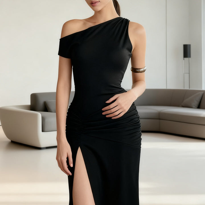 Damer Off-Shoulder Maxikjole med elegant ruffle-detalje og sidelids Skovae