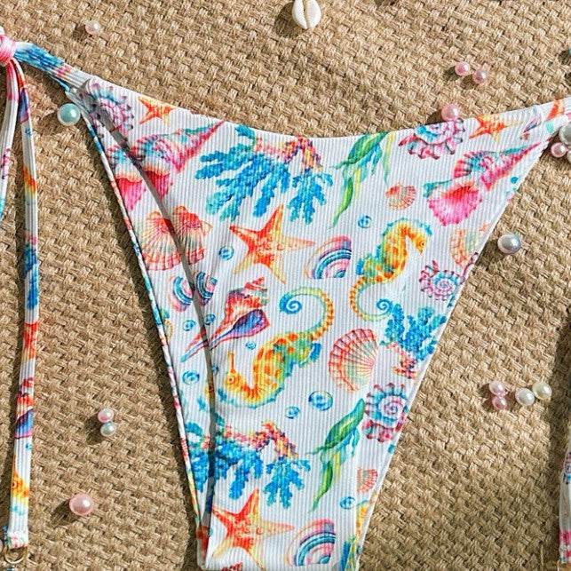 Dame Triangelbikini-sæt med legende design og justerbare bånd Stilla