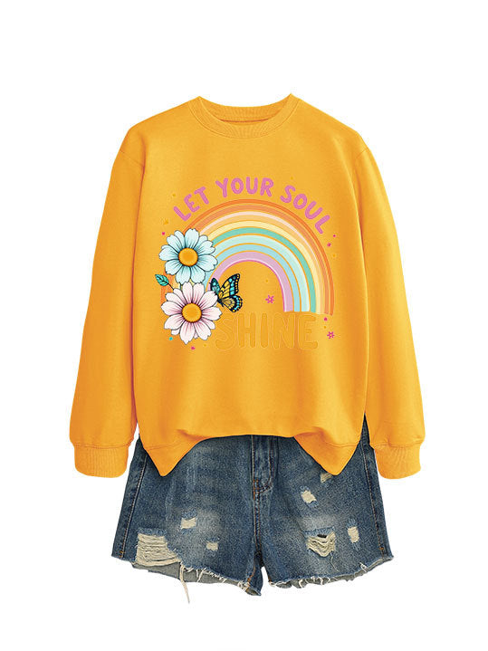 Kvinders sweatshirt med farverig gradient og blomster grafisk design Stilla