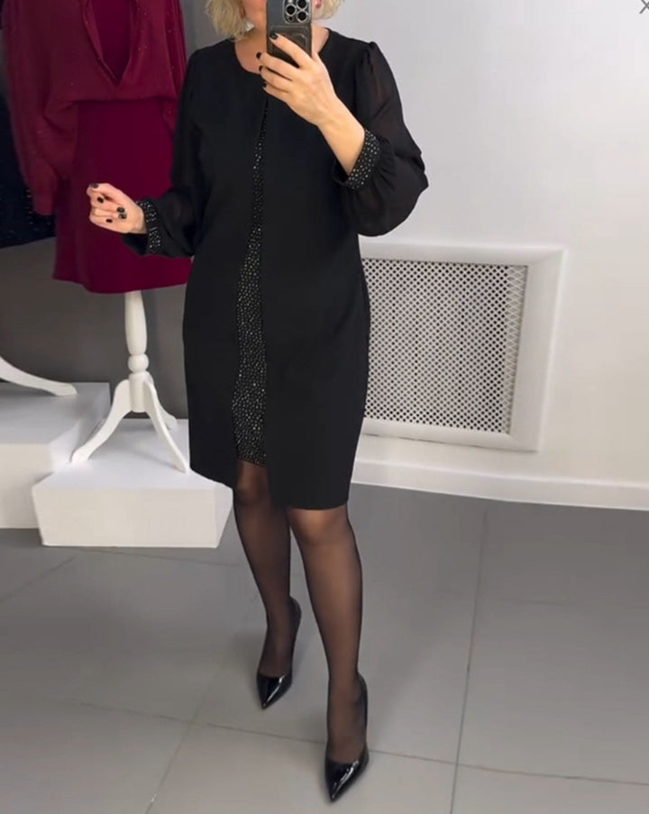 Dame elegant cocktailjakke med gennemskinnelige ærmer og blanke accenter Stilla