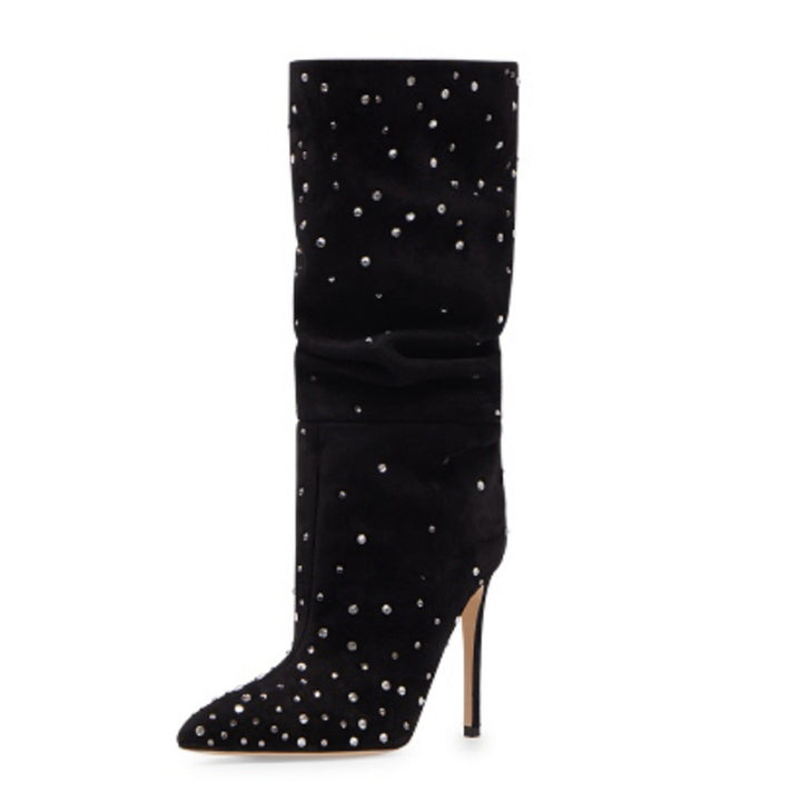 Femme Slouchy Højhælede Stiletto Støvler med Strassdetaljer Stilla