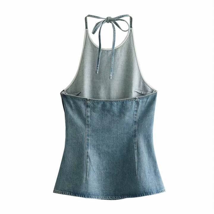 Femme Denim Halter-Top med skræddersyet snit Stilla