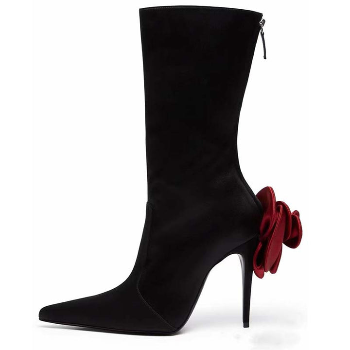Dame elegante Stiletto-støvler med blomsteraccent Stilla