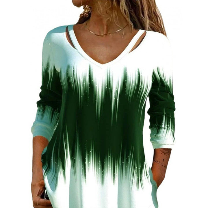 Dame tunika-shirt med v-hals og moderne farveskift Stilla
