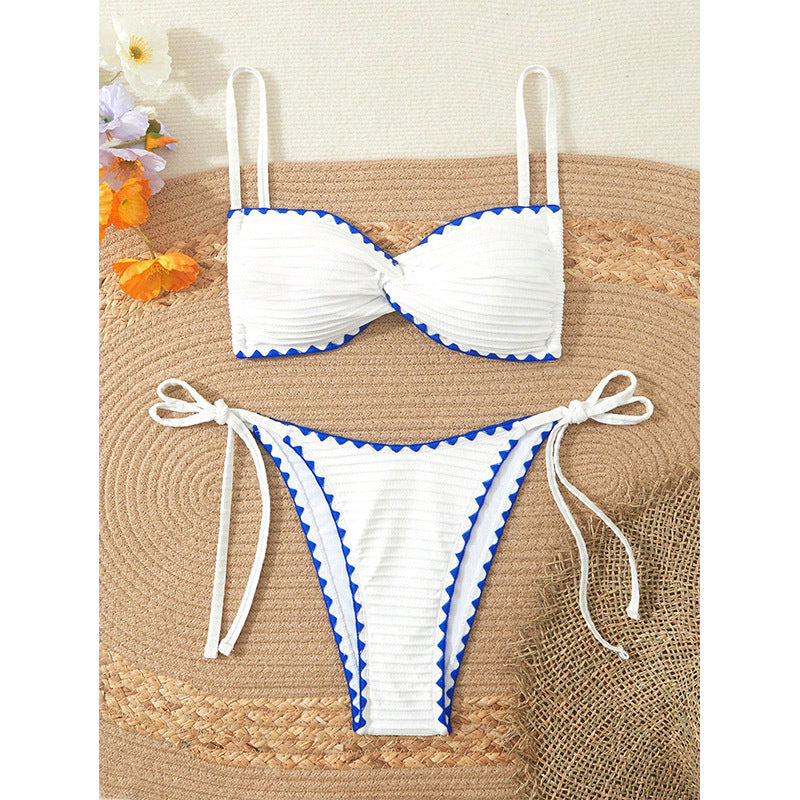 Dame bikini-sæt med frisk bølkemønster og justerbare stropper Stilla