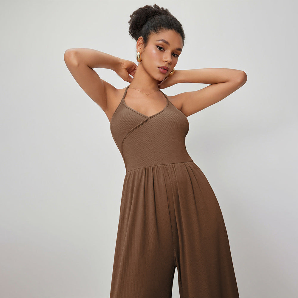 kvinders jumpsuit med elegant V-hals og løs pasform Stilla