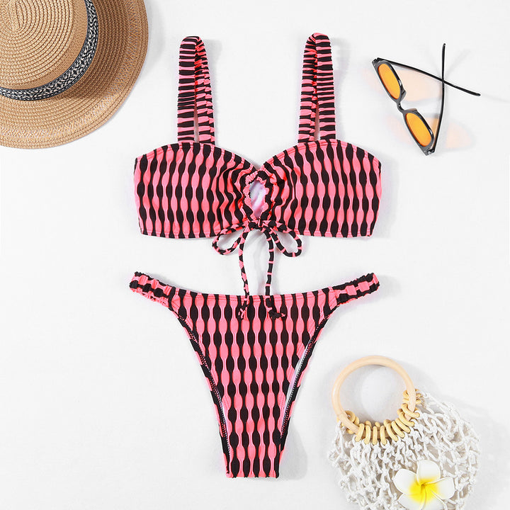 Femme Tie-Front Brasiliansk Snit Bikini-Sæt Stilla