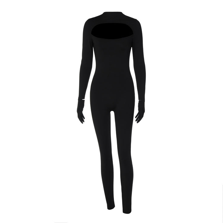 Dame kropsnær jumpsuit med gennemsigtigt detalje og lang arm Stilla