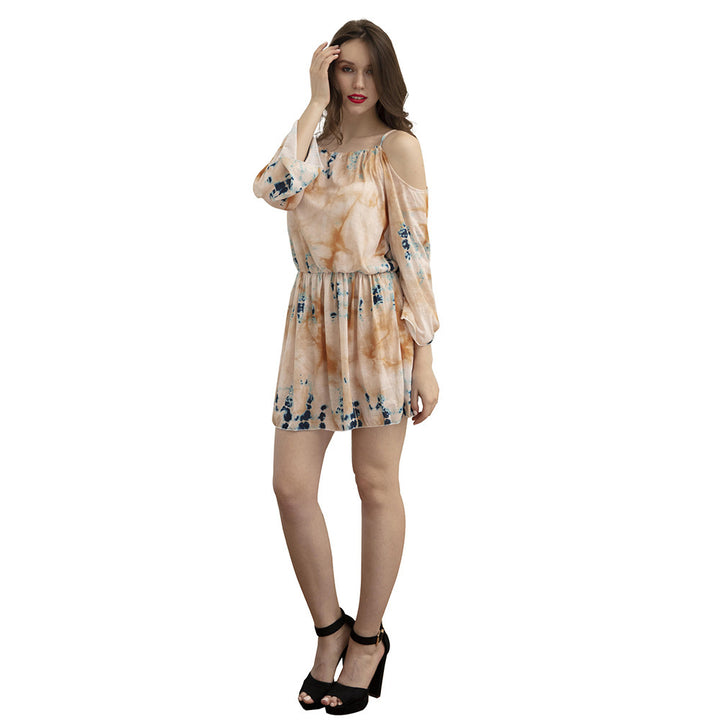 Kvindernes afslappede kjole med off-shoulder design og elegant A-linje snit