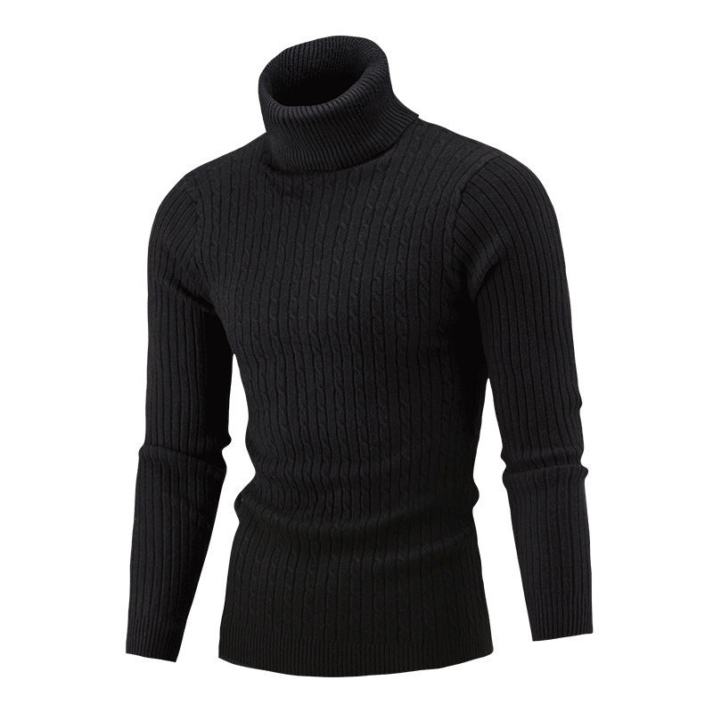 Herre elegant rullekravepullover med struktureret ribdesign og tætsiddende pasform Stilla
