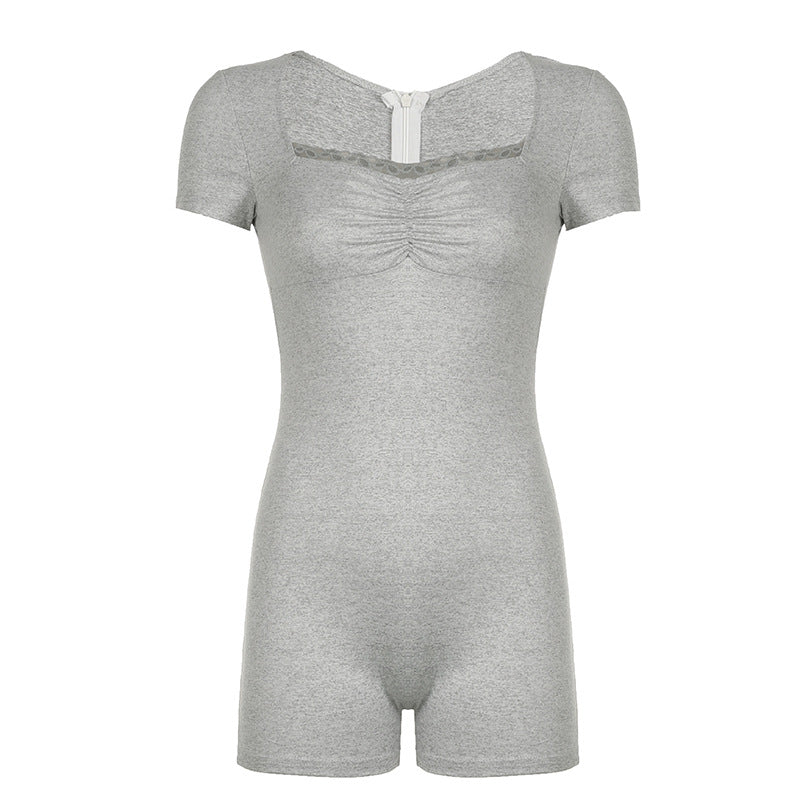 Dame Bodycon-helstykke med raffineret rynkeelement og elegant lynlås Skovae