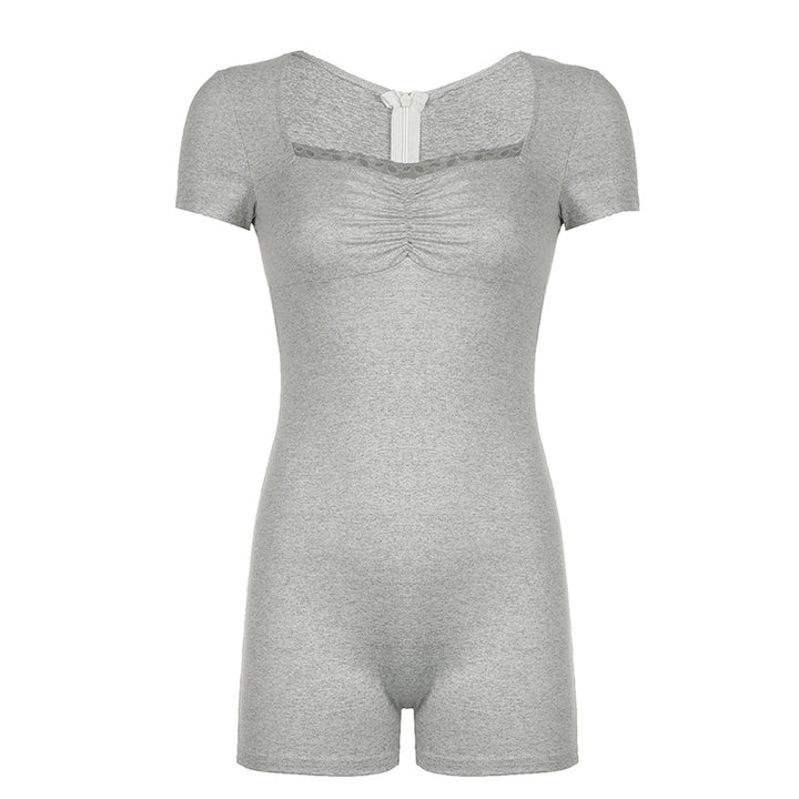 Dame Bodycon-helstykke med raffineret rynkeelement og elegant lynlås Skovae