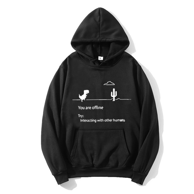 Dame hoodie med kreativt dinosaur- og interaktionsmotiv Skovae