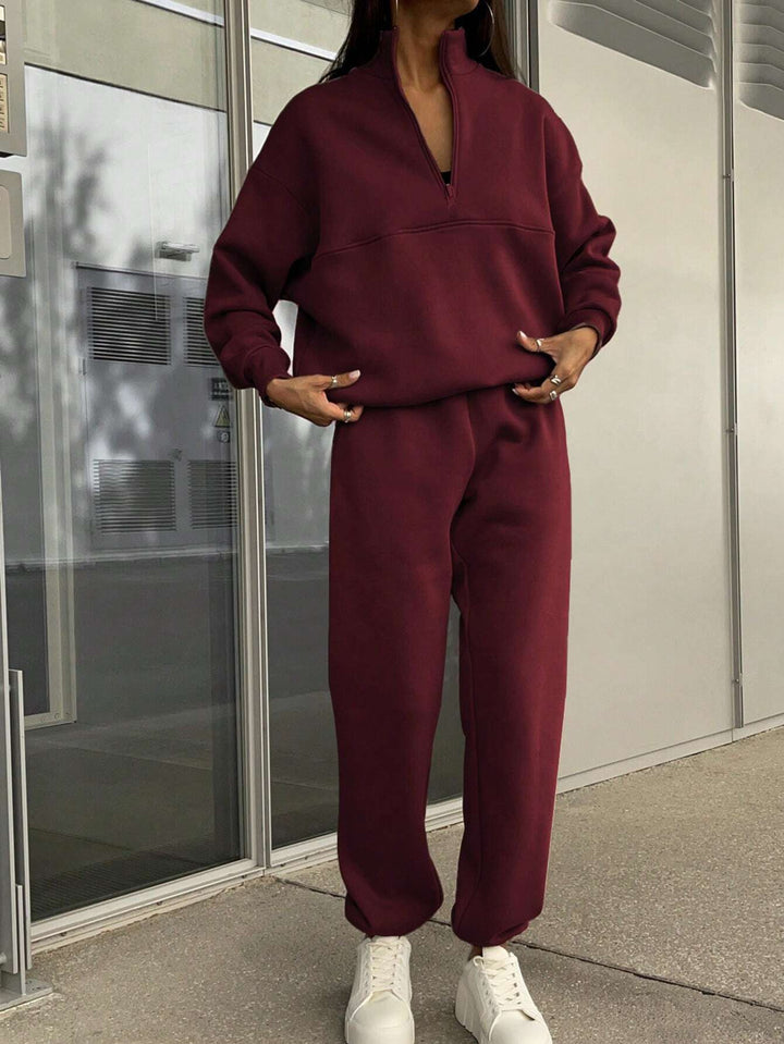 Dame sporty Sweat-sæt med lynlås og elastisk talje Stilla