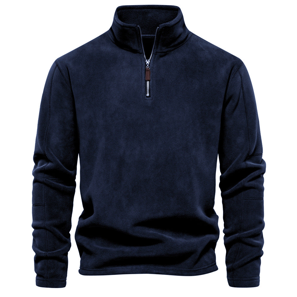 Herrer fleece sweatshirt med høj krave og praktisk lynlås Stilla