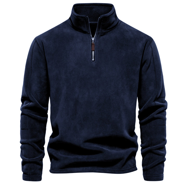 Herrer fleece sweatshirt med høj krave og praktisk lynlås Stilla