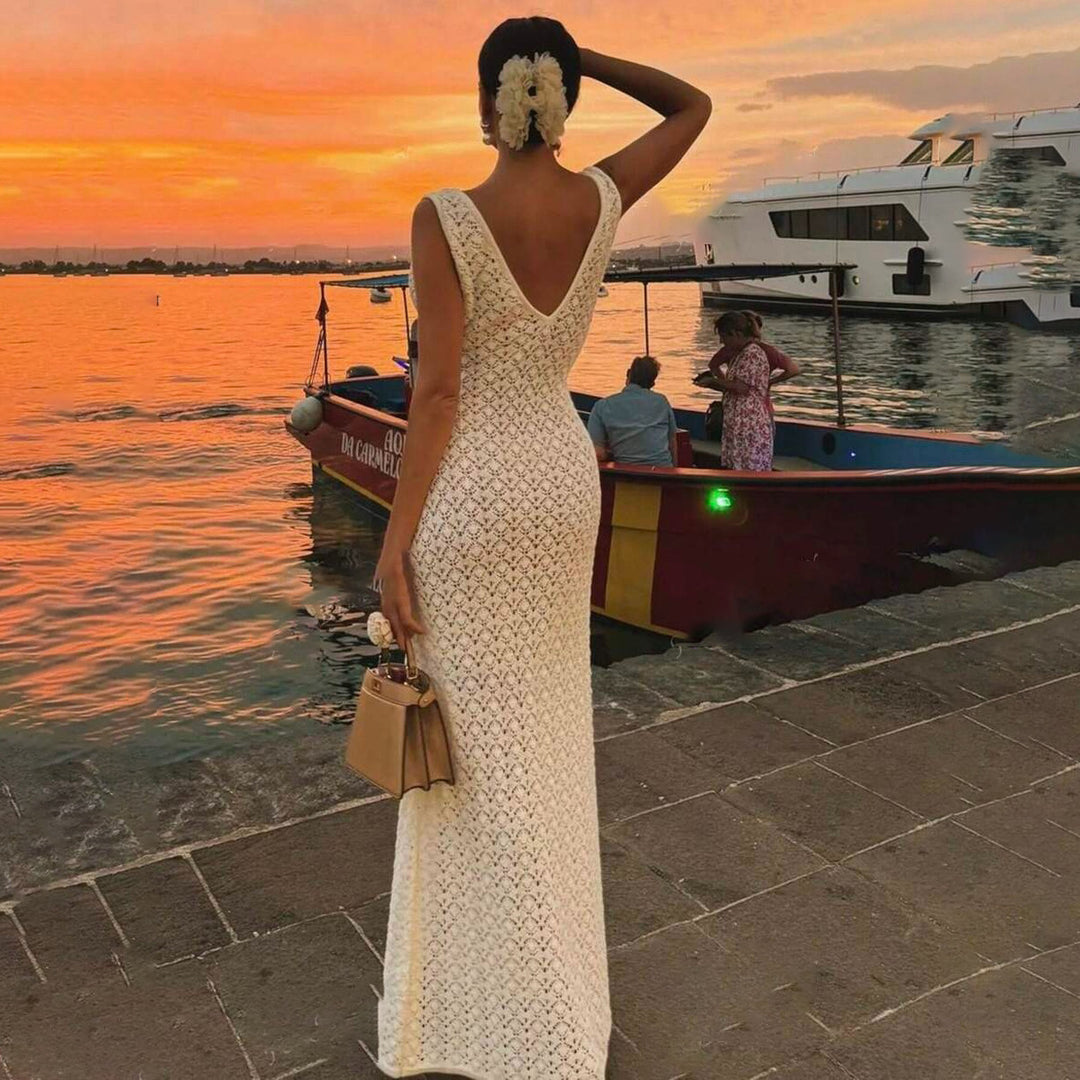 Dame Hæklede Maxi Kjole Stilla 1750753222