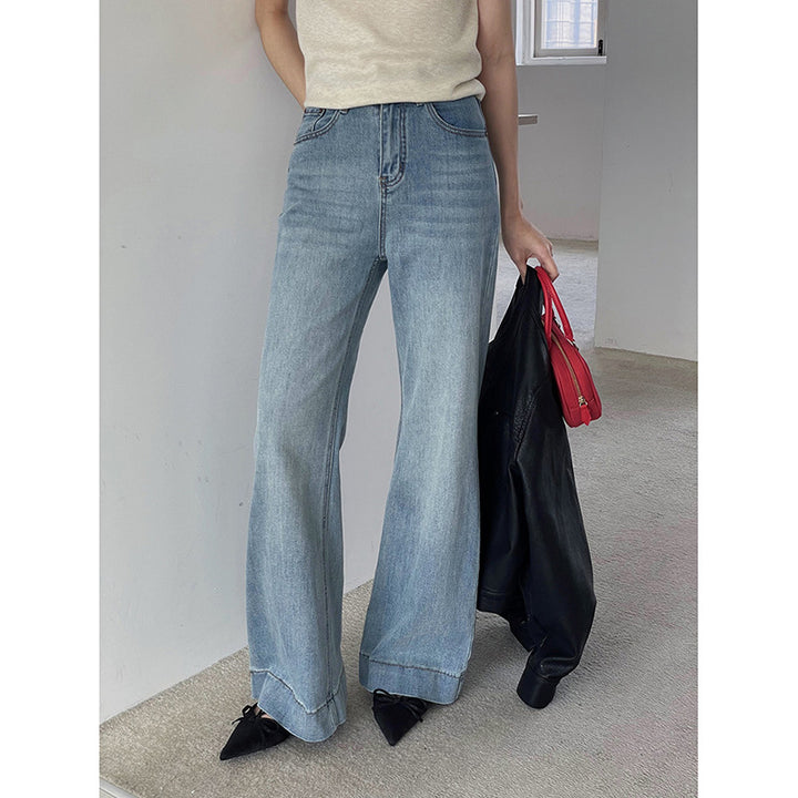 Dame vide høj talje jeans med elegant snit og kontrasterende syninger Stilla