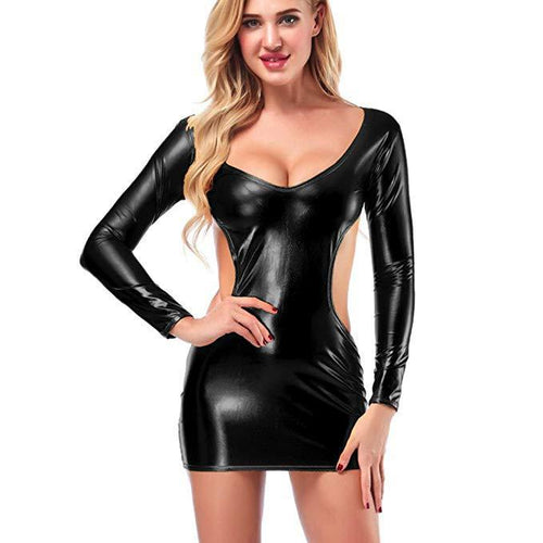 Dame Skinnende Langærmet Bodycon Kjole Stilla