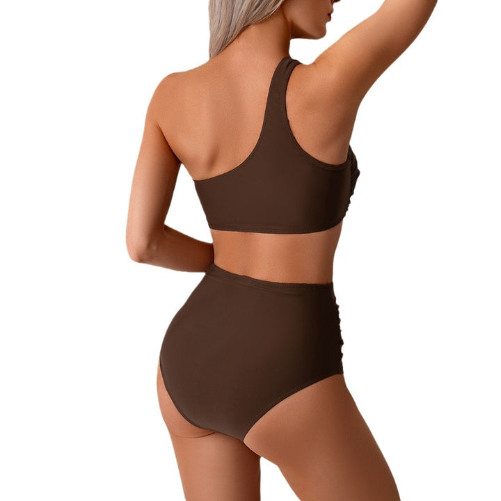 Dame mavefri bikini-sæt med asymmetrisk top og høj talje Stilla