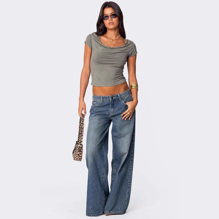 Dame casual flared jeans med bred ben Skovae