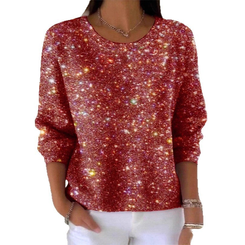 Kvinders glimmer sweater med rund hals og casual fit Skovae