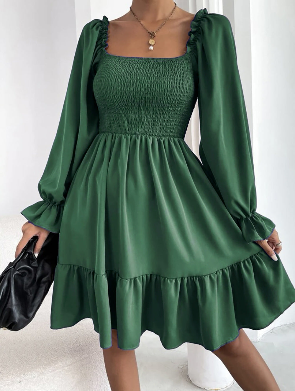 Dame sommerkjole med elastisk bustier og volanger Stilla