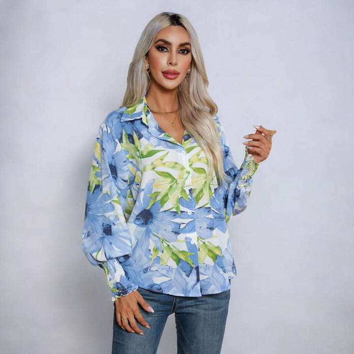 Stilla | Elegant Bluse skjorte med blomster mønster