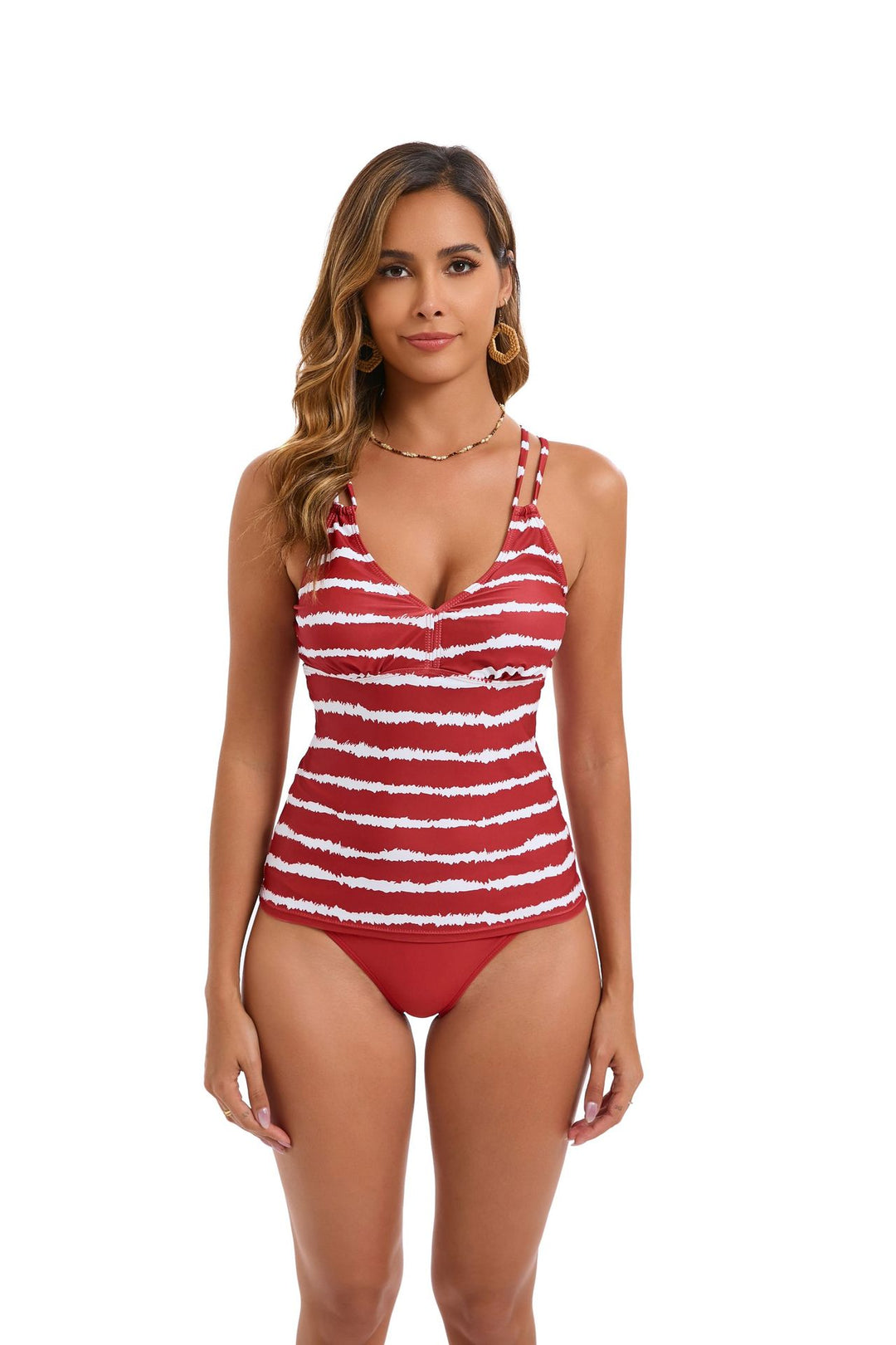 Dame Tankini med moderne stribedesign og justerbare stropper Stilla