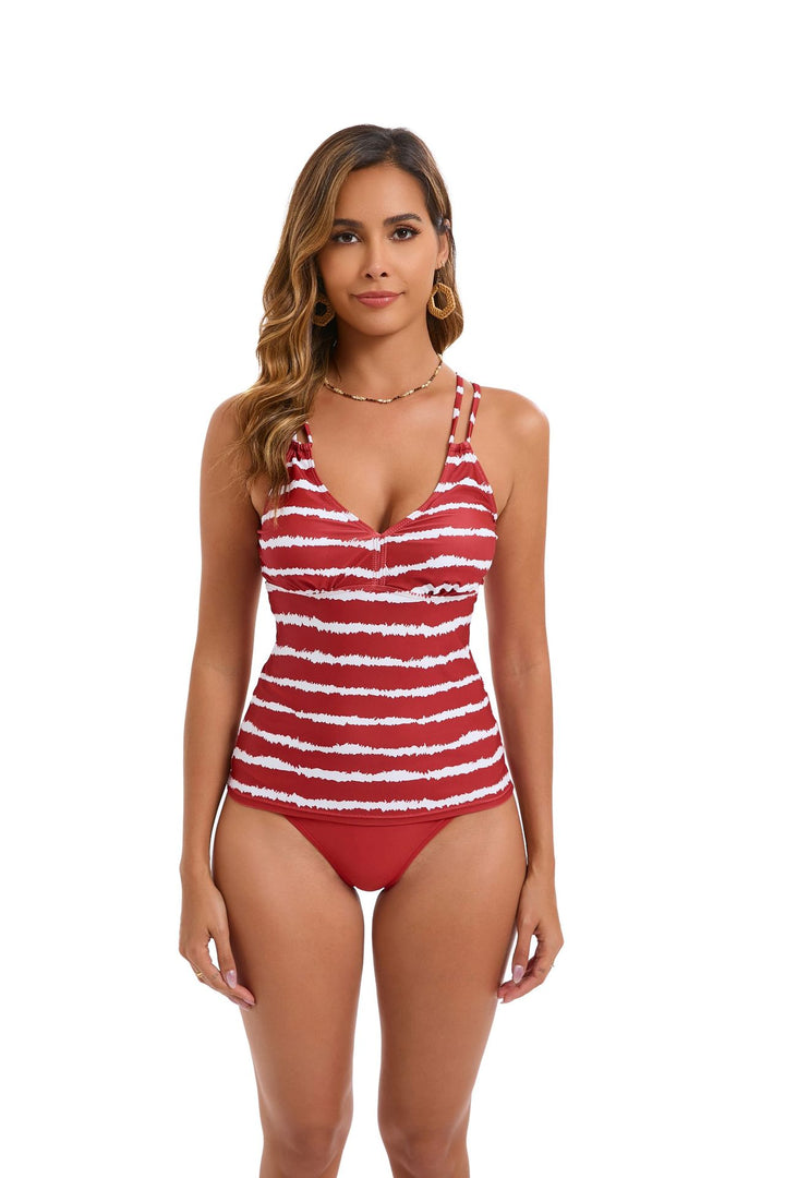 Dame Tankini med moderne stribedesign og justerbare stropper Stilla