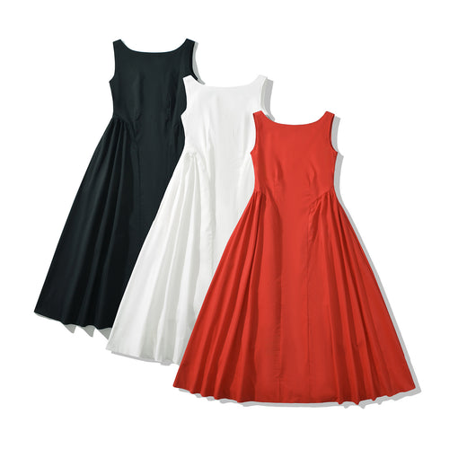 Dame elegant A-linje maxikjole med højhalset snit og svajende kant Stilla