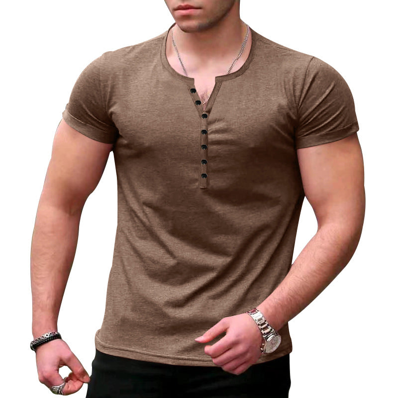 Herrer Kortærmet Henley-Shirt med struktureret ribdesign og modige knapdetaljer Stilla