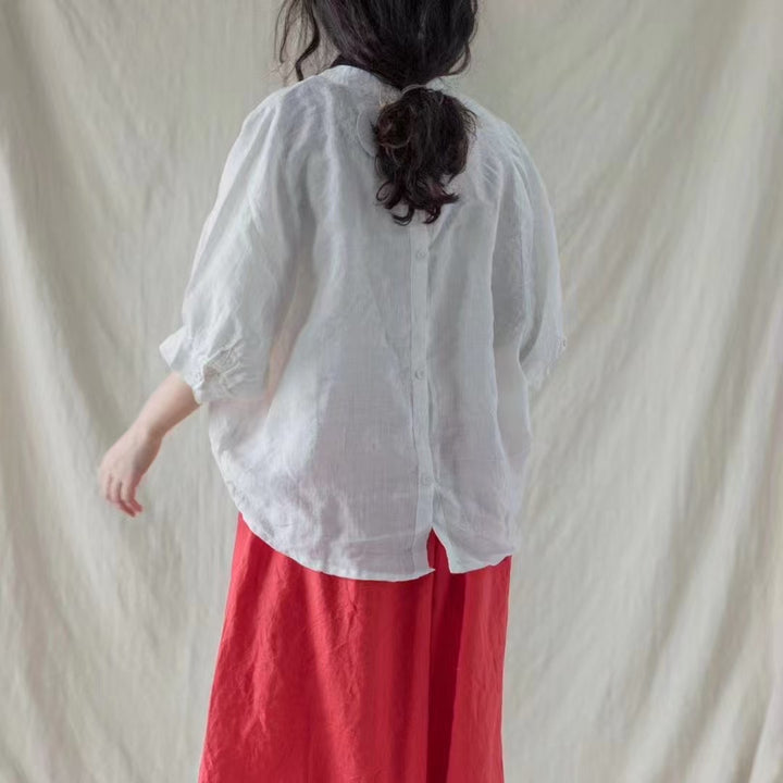 Femme let V-hals hør bluse Stilla