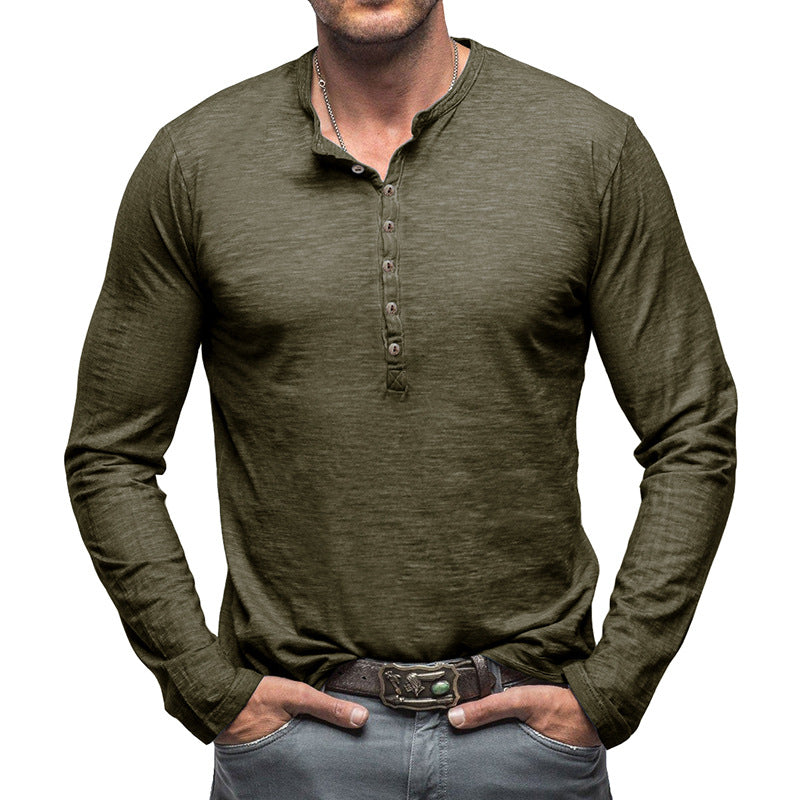 Herrer Langærmet Henley-Shirt med knapbar front og afslappet pasform Stilla