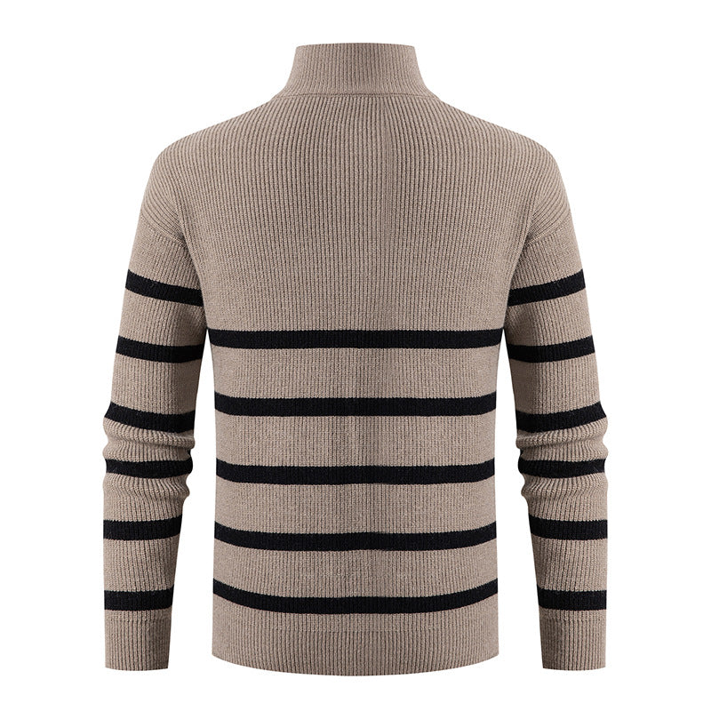 Herre Høj Hals Stribet Pullover Sweater Stilla
