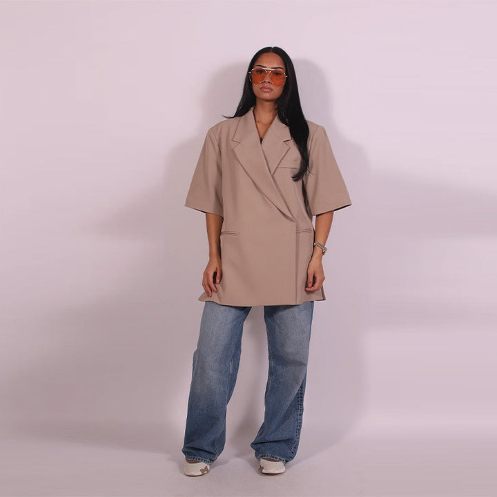 Dame afslappet kvalitets oversized sæt med kortærmet jakke og shorts Skovae