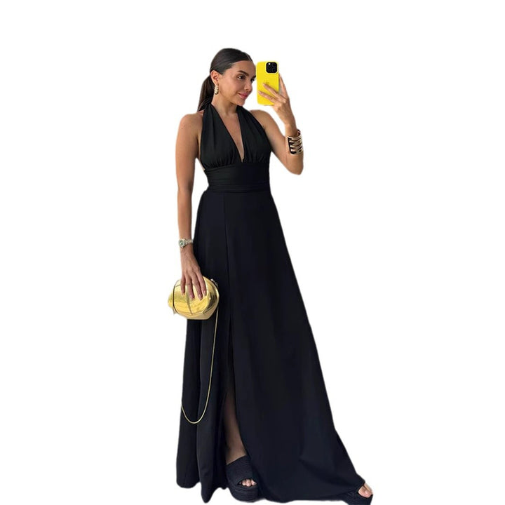 Dame Elegant Halterneck Maxi Kjole Stilla