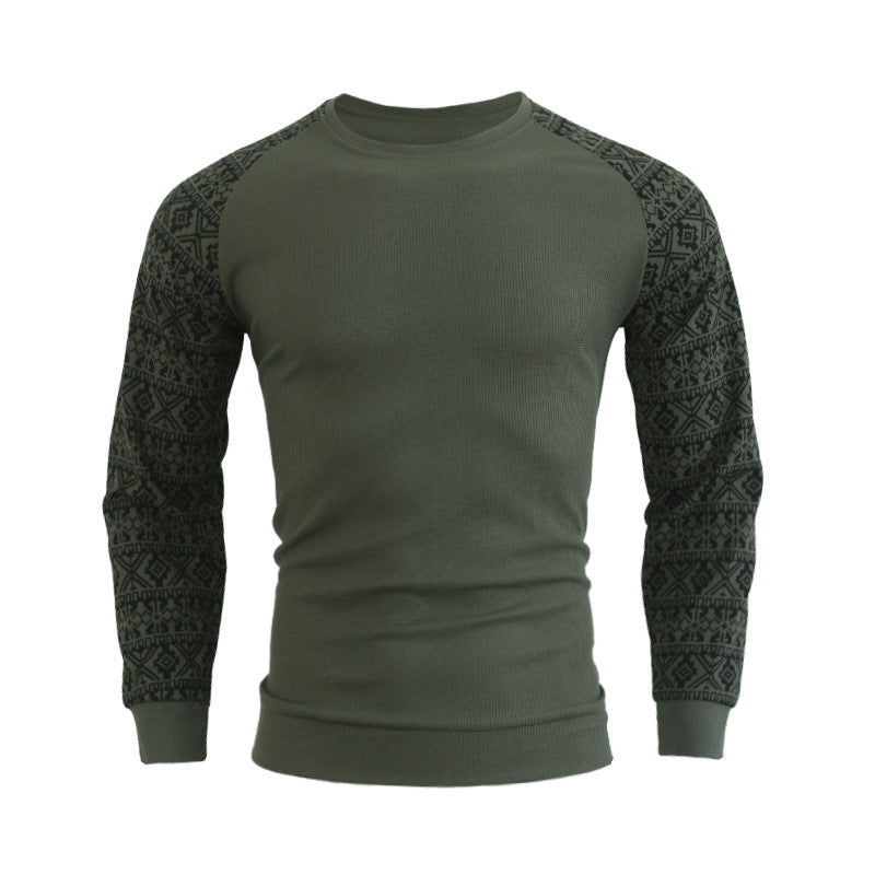 Herre mode langærmet pullover med grafisk mønster og rund halsudskæring Stilla