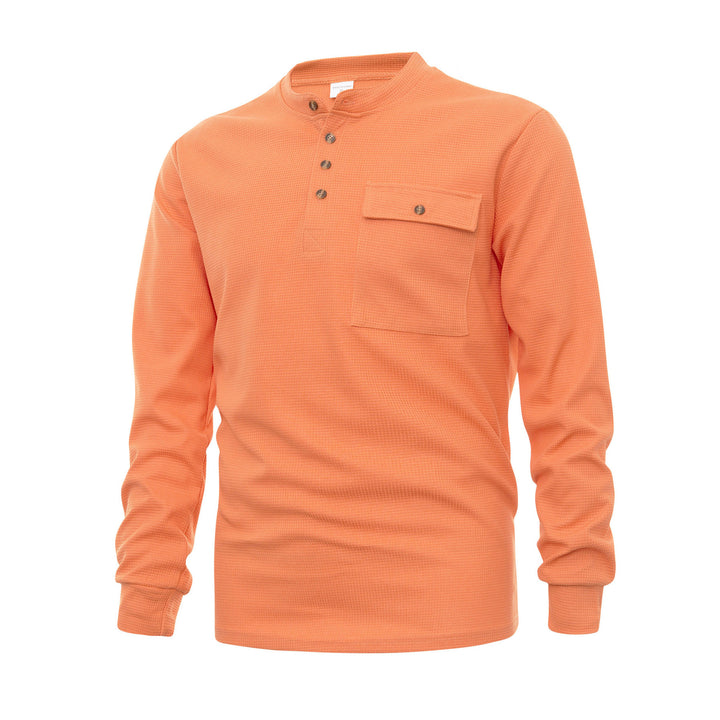 Herrer Langærmet Henley T-shirt lavet af høj kvalitet, struktureret bomuld Stilla