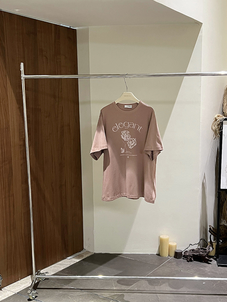 Dame afslappet T-shirt med elegant blomstermotiv Stilla