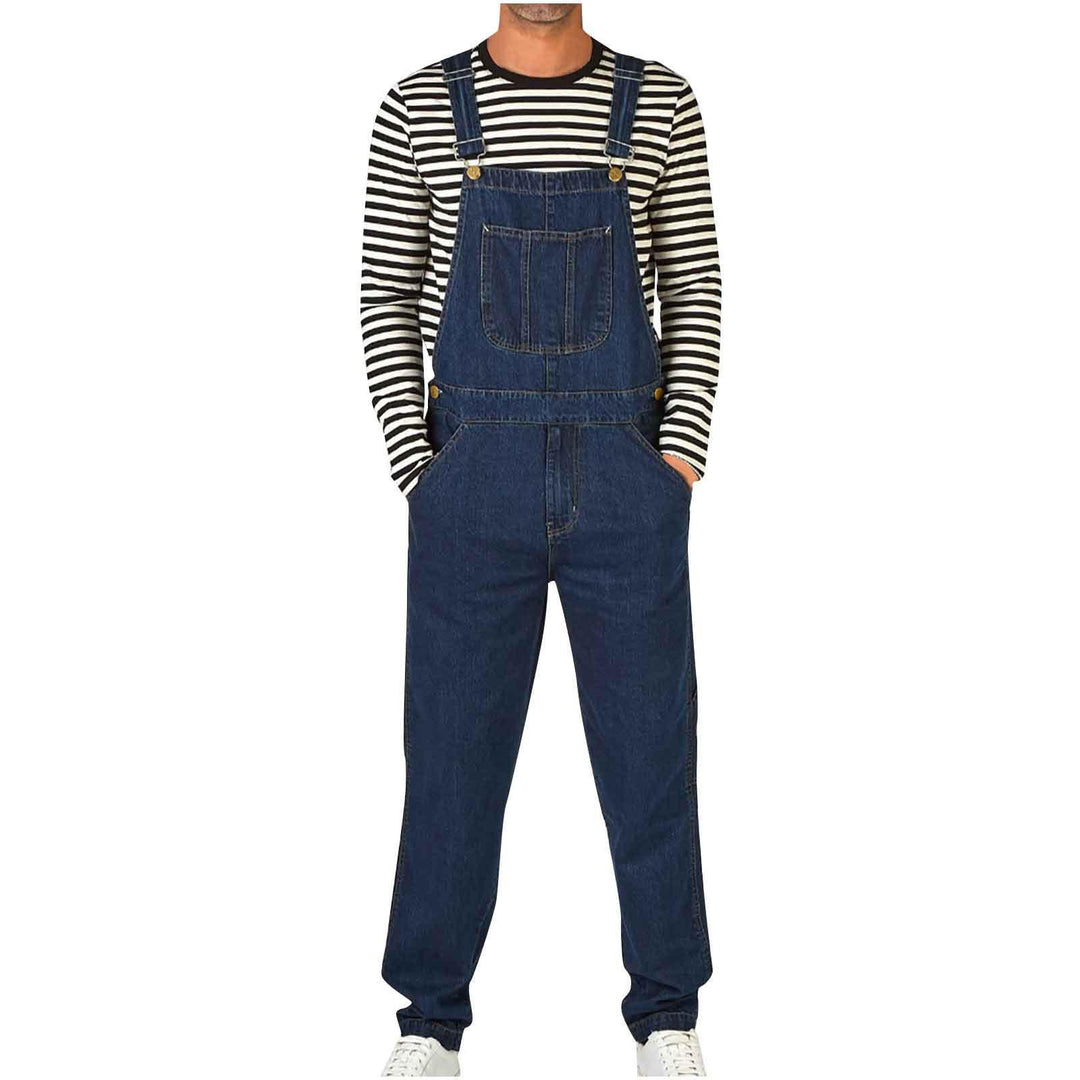 Herrer ærmeløs bukser i moderne denim-look med justerbare stropper og praktiske lommer Stilla