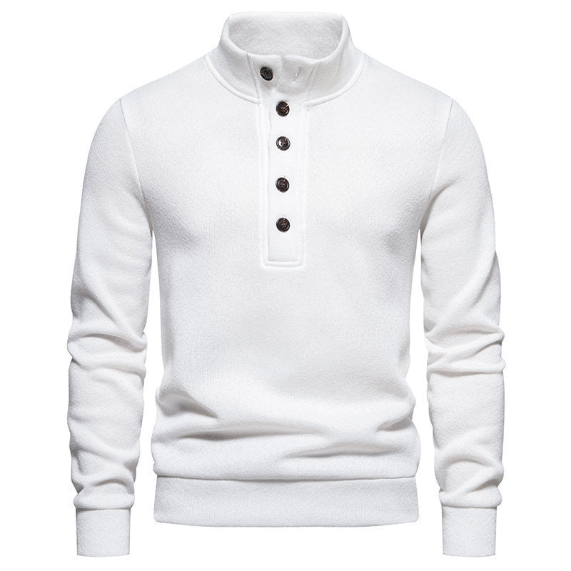 Herrer fleece-pullover med knappelig ståkrave og praktiske lommer Stilla
